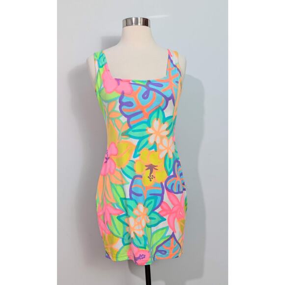 Moda Int'l Neon Tropical Bodycon Dress - Picture 2 of 6